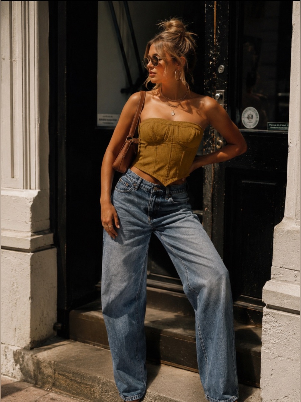 Free People Cotton Bandeau in Dijon Gold with Smocked Back PTP 15-18